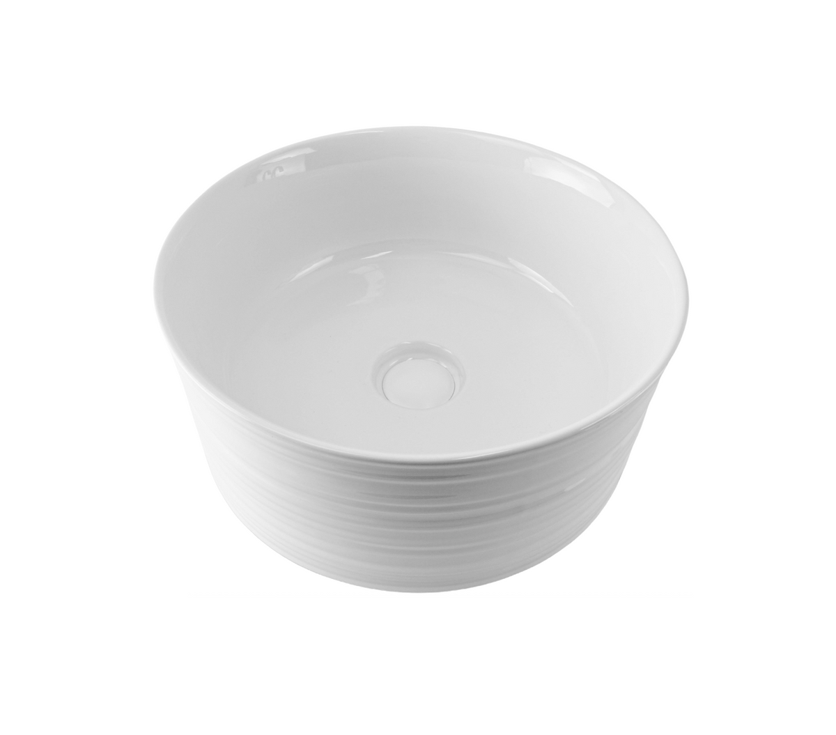 410*410*180 KHEUB HAMPTONS ROUND FEATHER EDGE EXTERNAL ETCH WHITE GLOSS CERAMIC BASIN