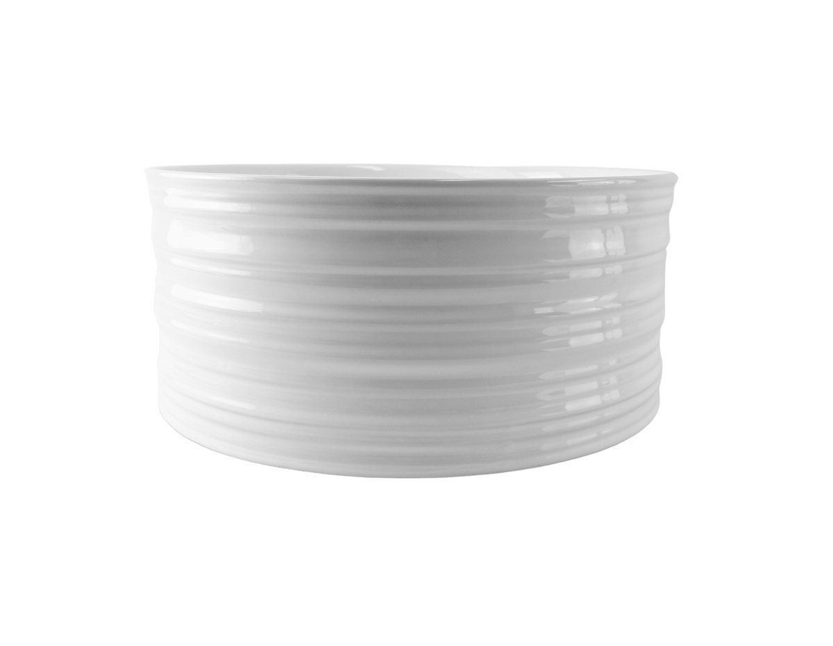 410*410*180 KHEUB HAMPTONS ROUND FEATHER EDGE EXTERNAL ETCH WHITE GLOSS CERAMIC BASIN