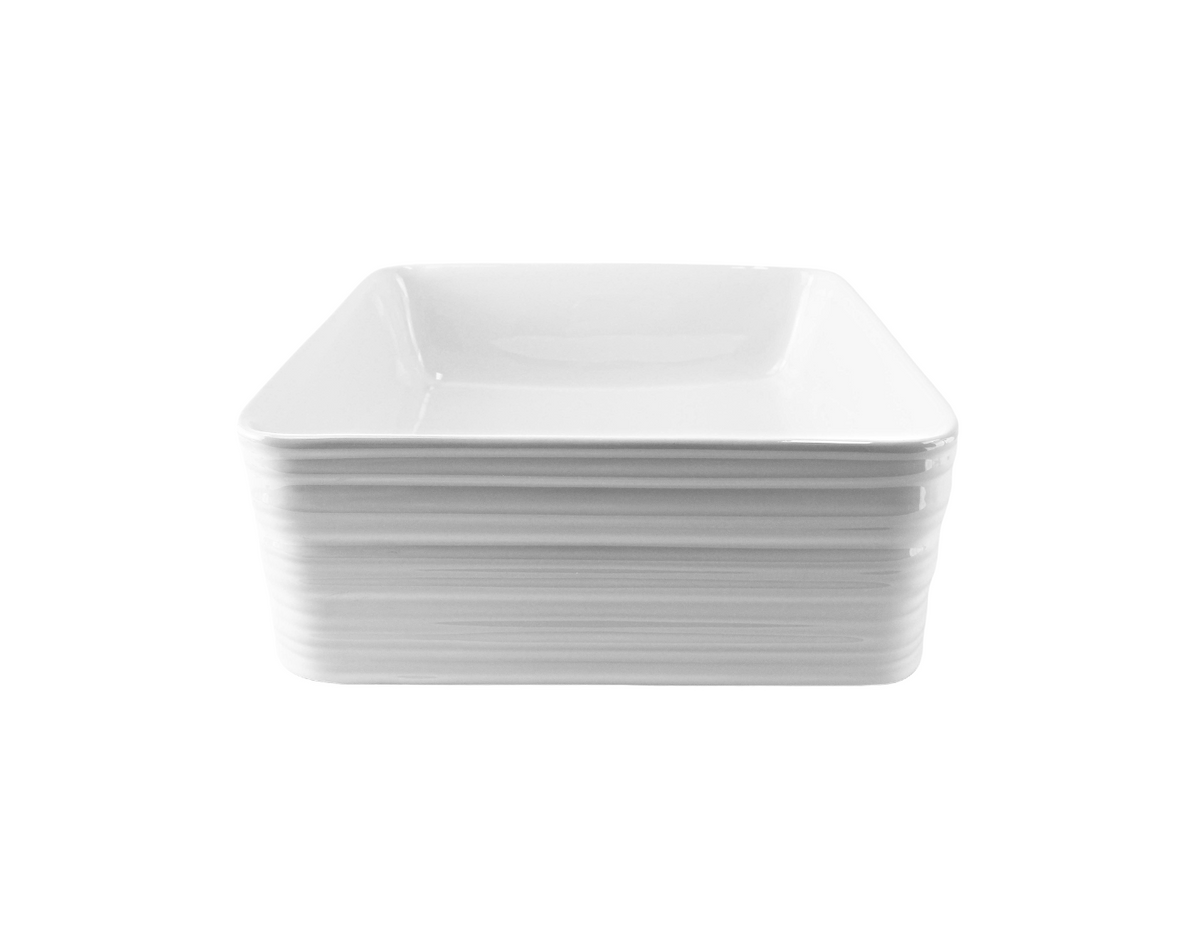 385*385*150 KHEUB HAMPTONS SQUARE WHITE GLOSS EXTERNAL ETCH BASIN