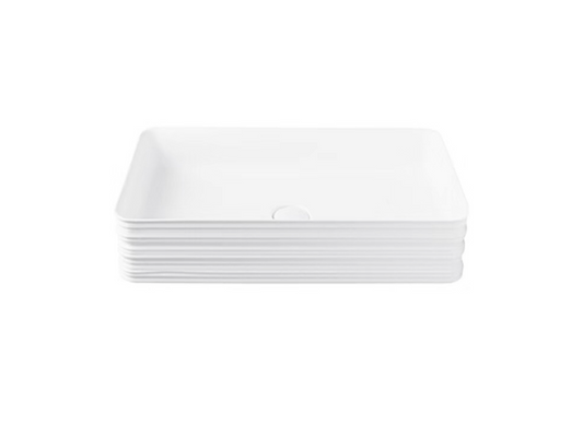 670*380*120 KHEUB HAMPTONS RECTANGLE FEATHER EDGE EXTERNAL ETCH WHITE GLOSS BASIN