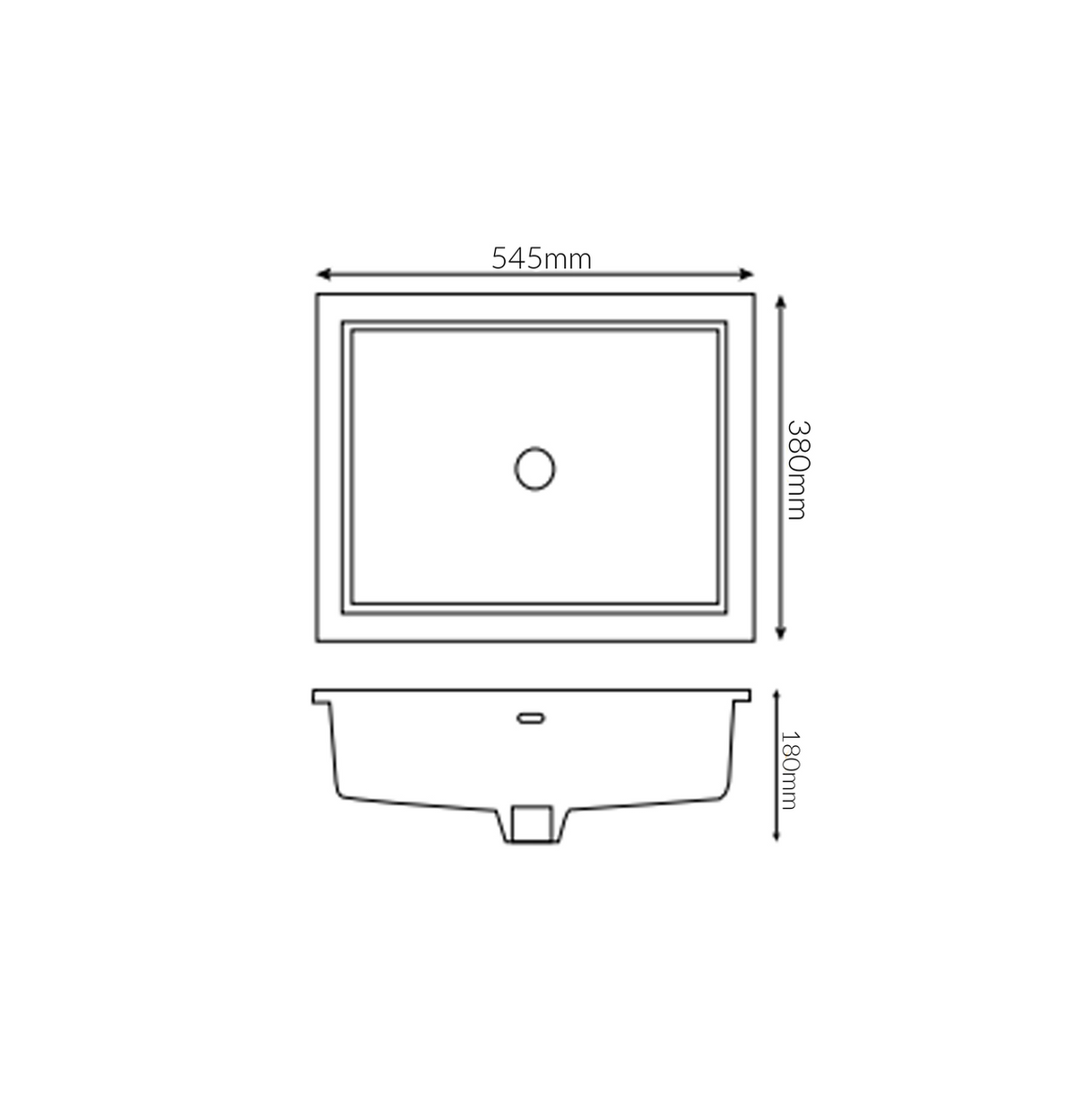 545*380*180 KHEUB Undermount Black Matte Vanity Basin with overflow Internal - 495*340*180