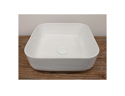 390*390*140 KHEUB Feather Edge Square White Gloss Vanity Basin - Lip Base
