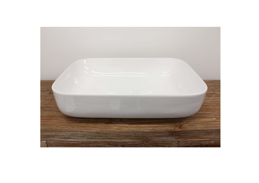 500*390*130 KHEUB Feather Edge Rectangle White Gloss Vanity Basin - Lip Base
