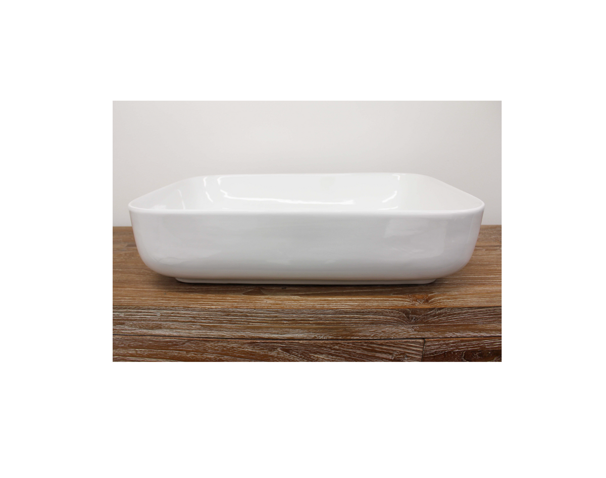 500*390*130 KHEUB Feather Edge Rectangle White Gloss Vanity Basin - Lip Base