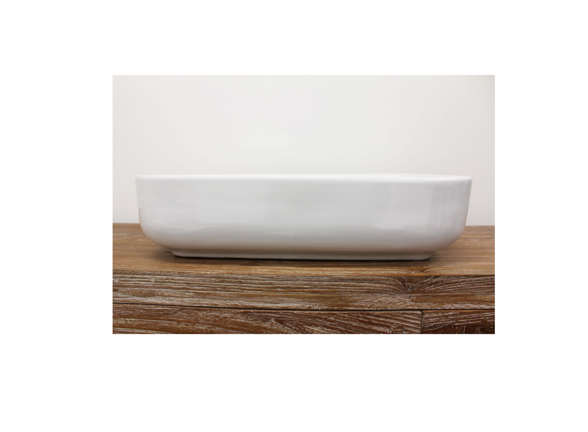 500*390*130 KHEUB Feather Edge Rectangle White Gloss Vanity Basin - Lip Base