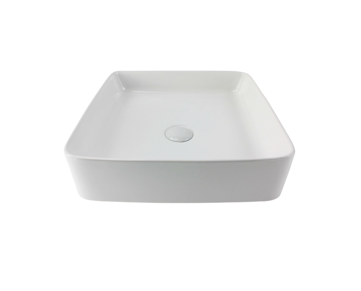 405*405*110 KHEUB Feather Edge Square Low Line White Gloss Ceramic Basin