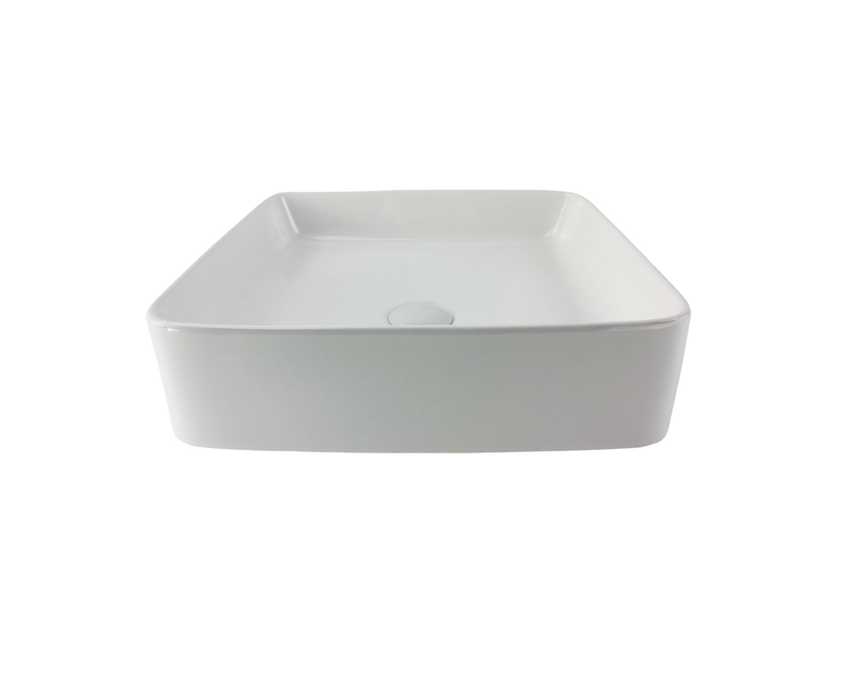 405*405*110 KHEUB Feather Edge Square Low Line White Gloss Ceramic Basin