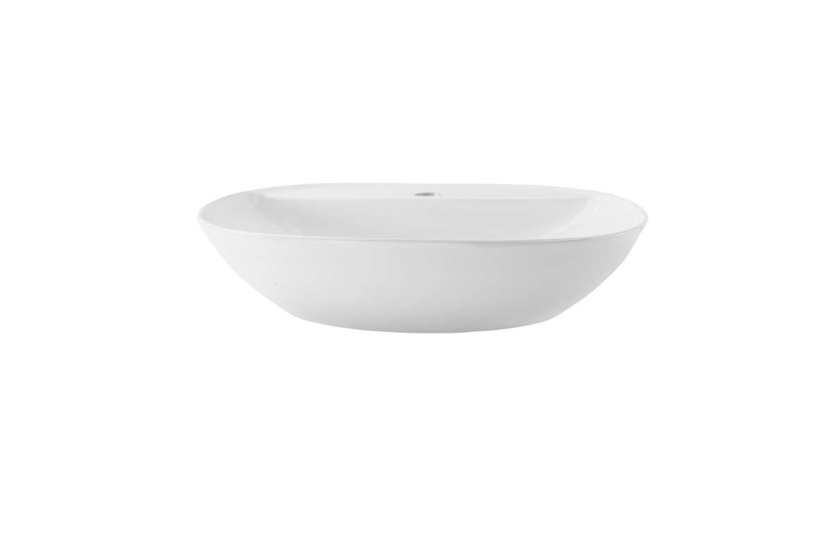 500*405*130 KHEUB OVAL TAPERED GLOSS WHITE COUNTER BASIN WITH TAP HOLE - MEDIUM