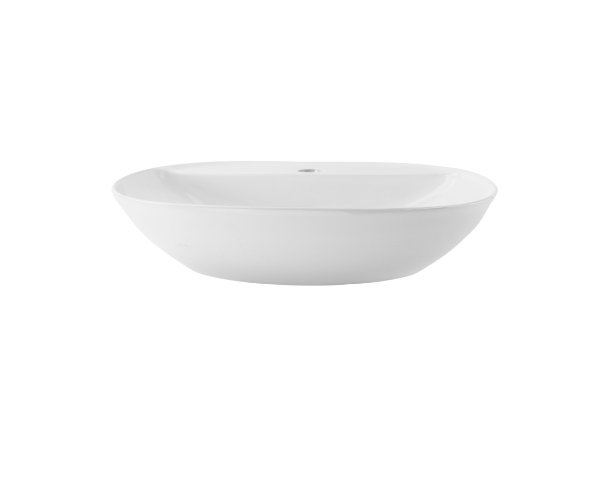 600*405*130 KHEUB OVAL TAPERED GLOSS WHITE COUNTER BASIN WITH TAP HOLE - LARGE