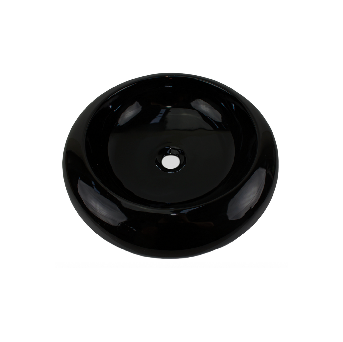 490*490*130 KROHLI MONSOON GLOSS BLACK ROUND CERAMIC COUNTER BASIN