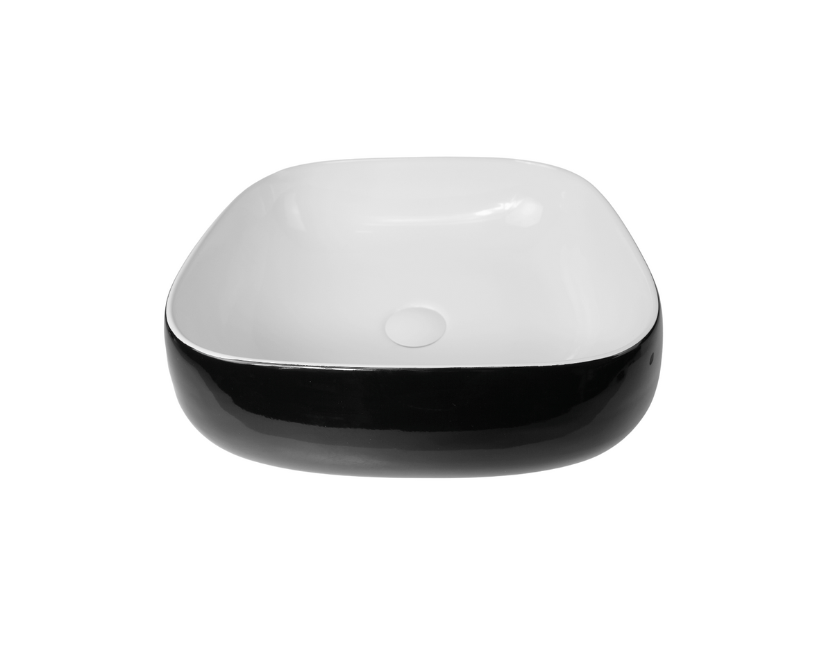450*400*145 KROHLI CLASSIC SERIES BLACK WHTE GLOSS RECTANGLE COUNTER BASIN