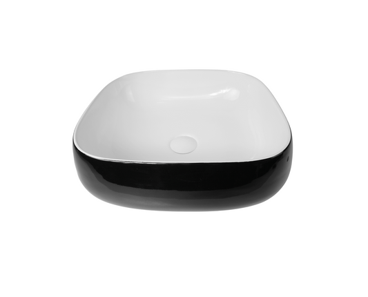 450*400*145 KROHLI CLASSIC SERIES BLACK WHTE GLOSS RECTANGLE COUNTER BASIN