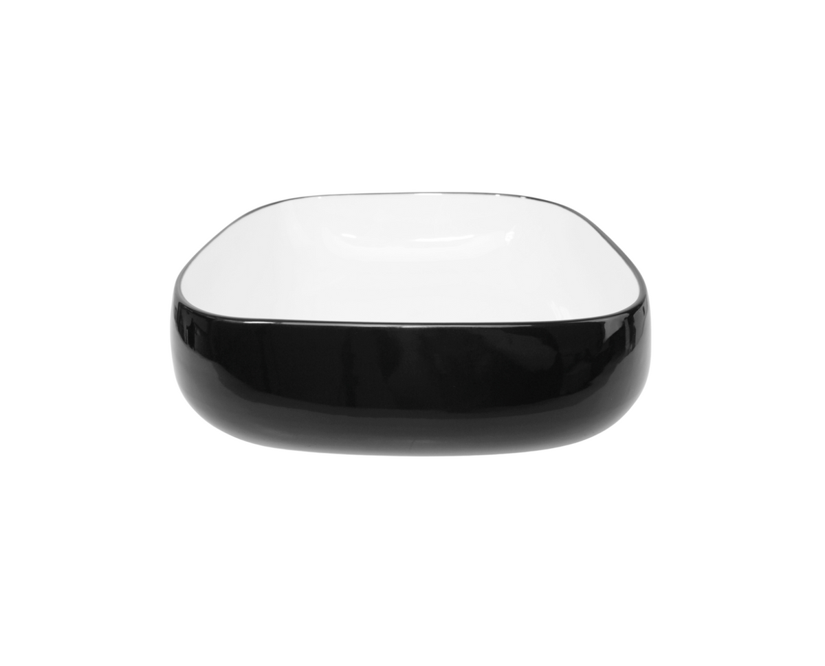 450*400*145 KROHLI CLASSIC SERIES BLACK WHTE GLOSS RECTANGLE COUNTER BASIN