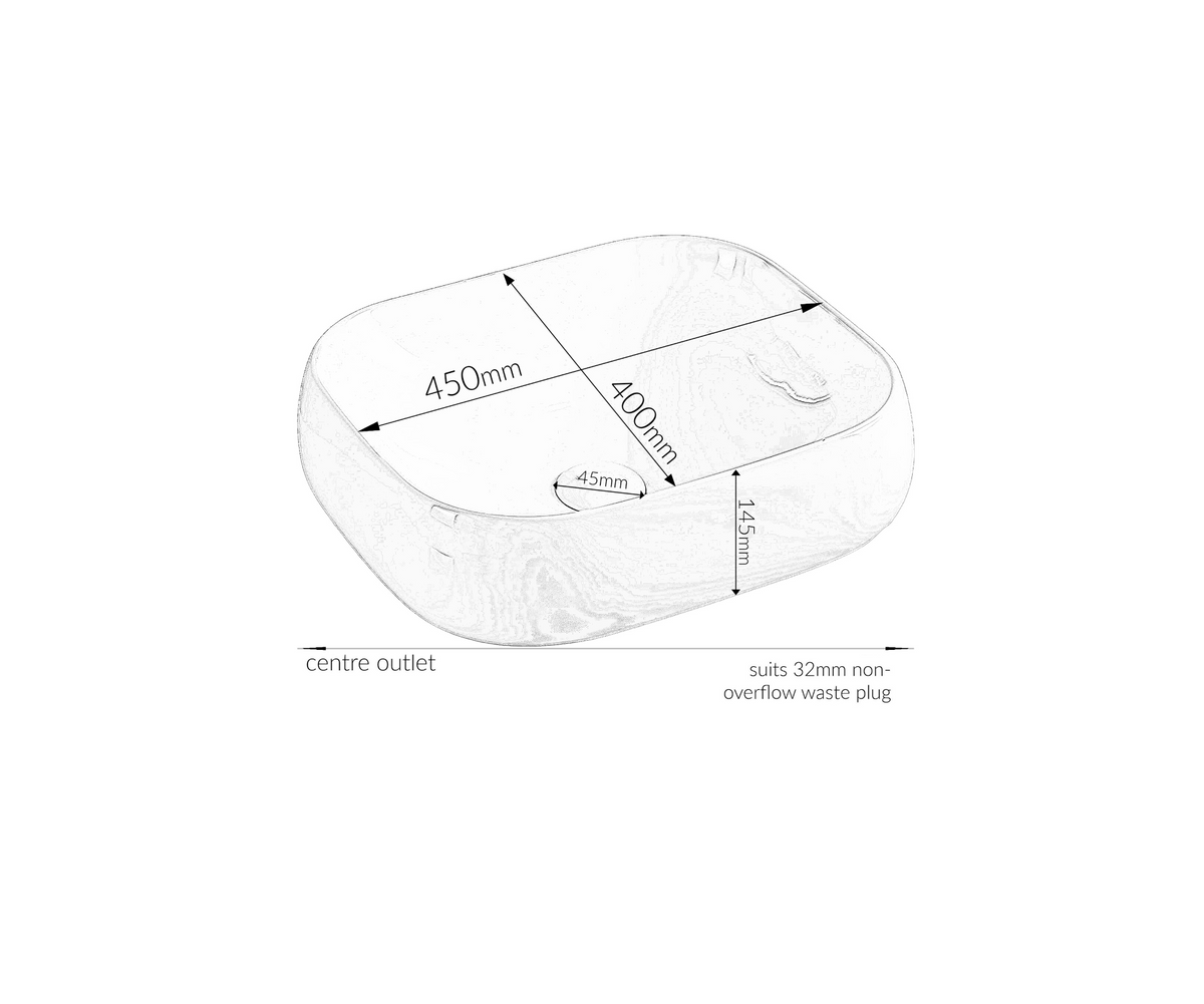 450*400*145 KROHLI CLASSIC SERIES BLACK WHTE GLOSS RECTANGLE COUNTER BASIN