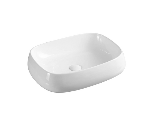560*420*145 KROHLI CLASSIC SERIES WHITE GLOSS RECTANGLE COUNTER BASIN - MEDIUM
