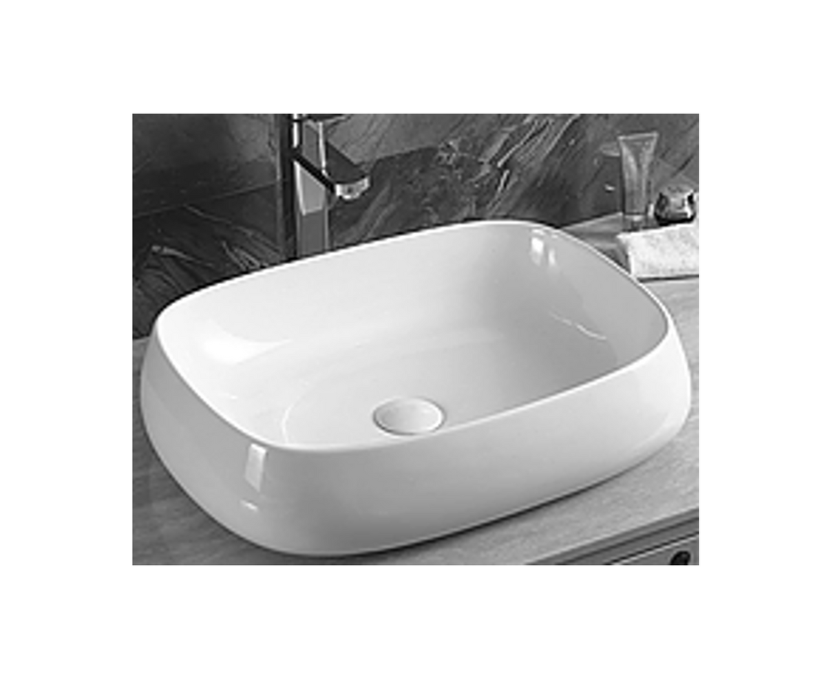 560*420*145 KROHLI CLASSIC SERIES WHITE GLOSS RECTANGLE COUNTER BASIN - MEDIUM