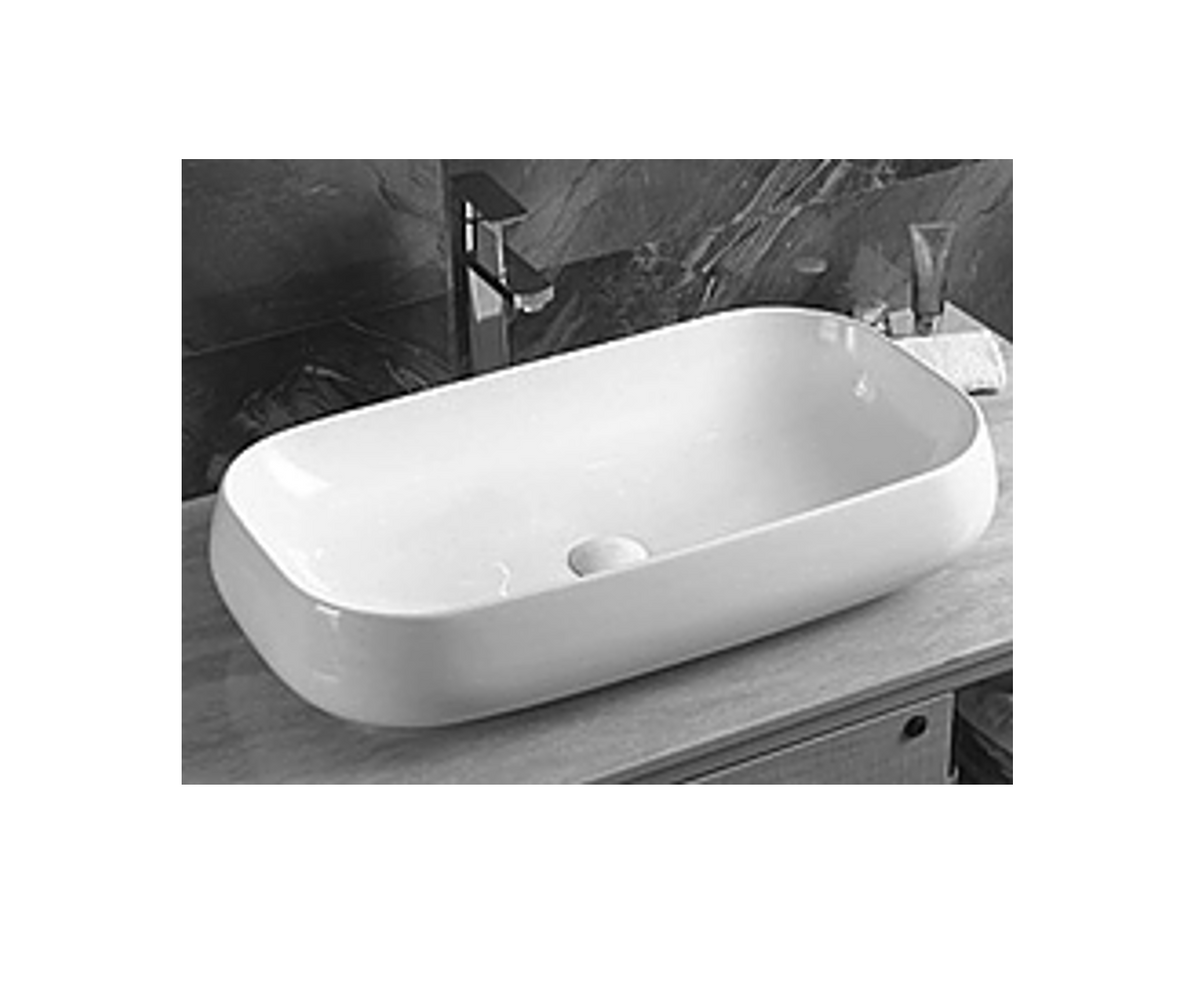 715*410*145 KROHLI CLASSIC SERIES WHITE GLOSS RECTANGLE COUNTER BASIN - LARGE