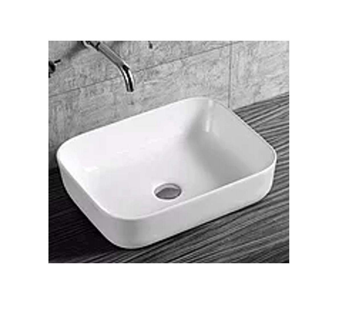500*400*135 KHEUB Feather Edge Rectangle Curve White Gloss Countertop Vanity Basin