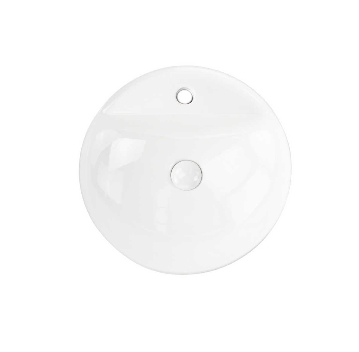 420*425*120 KHEUB ROUND TAPERED GLOSS WHITE COUNTER BASIN WITH TAP HOLE - SMALL