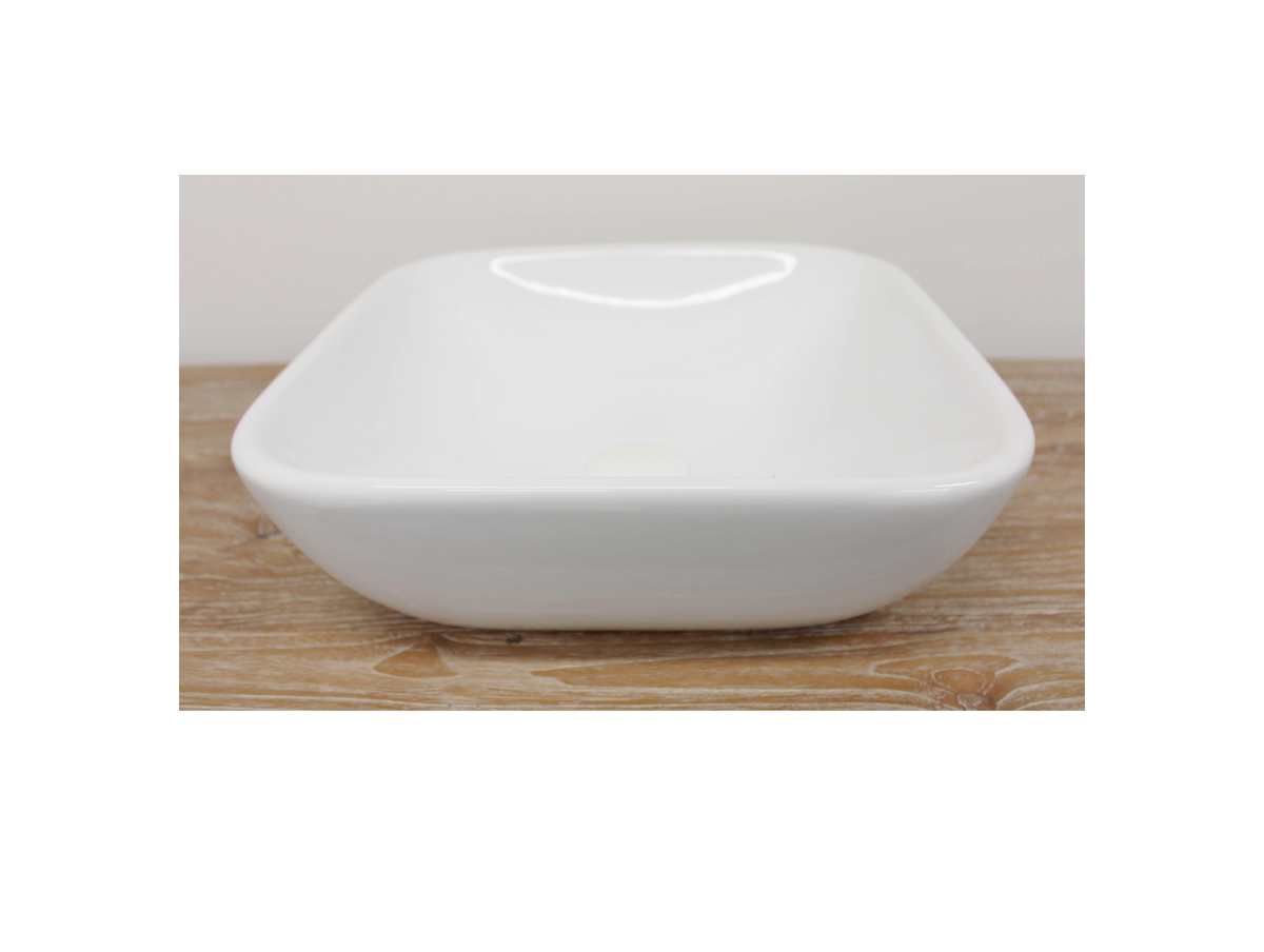 390*390*120 KROHLI SEAMLESS SQUARE CURVE COUNTER WHITE GLOSS BASIN