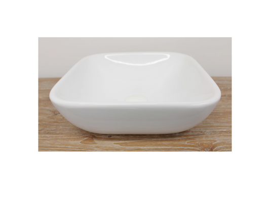 390*390*120 KROHLI SEAMLESS SQUARE CURVE COUNTER WHITE GLOSS BASIN
