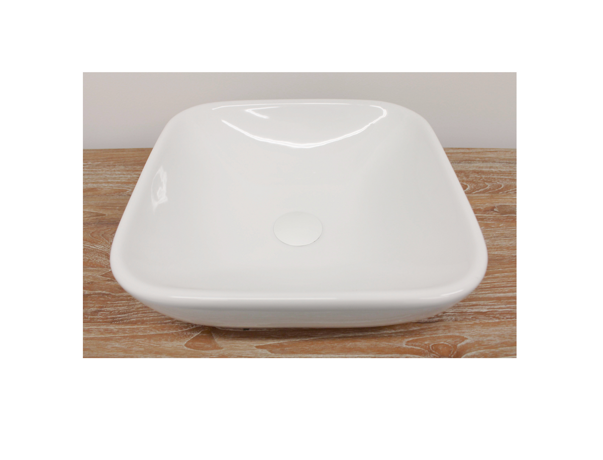 390*390*120 KROHLI SEAMLESS SQUARE CURVE COUNTER WHITE GLOSS BASIN