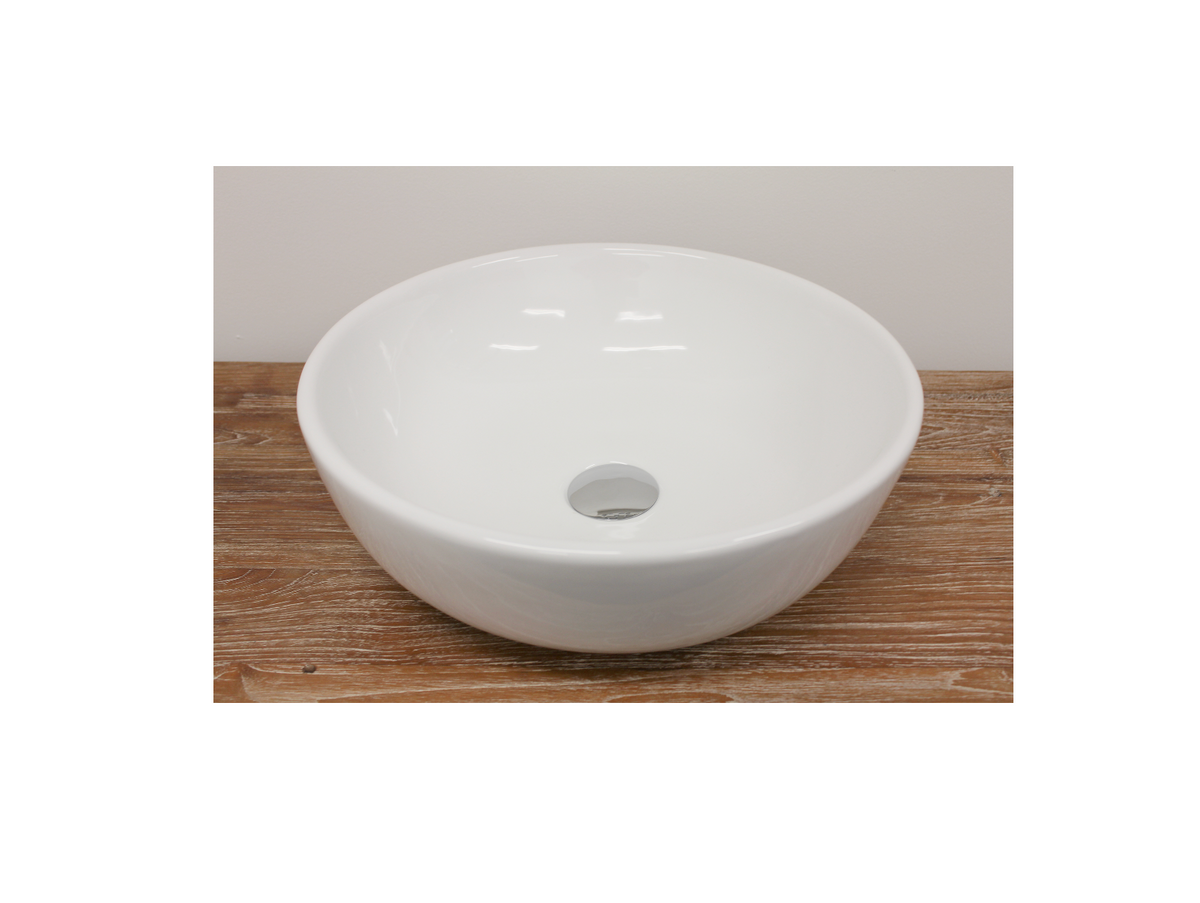 410*410*130 KROHLI ROUND SEAMLESS WHITE GLOSS CERAMIC VANITY BASIN