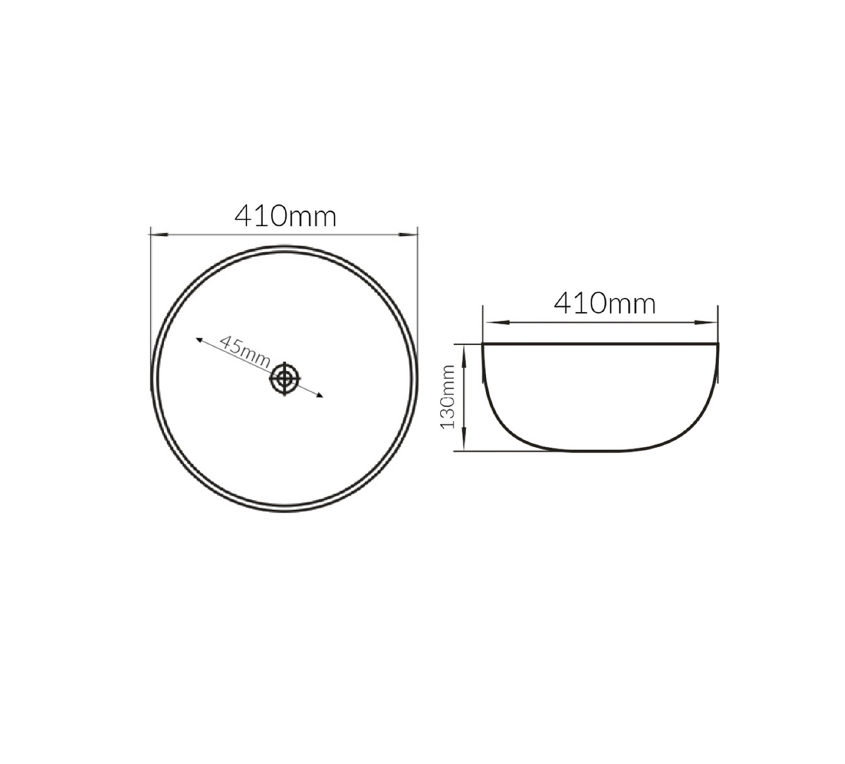 410*410*130 KROHLI ROUND SEAMLESS WHITE GLOSS CERAMIC VANITY BASIN