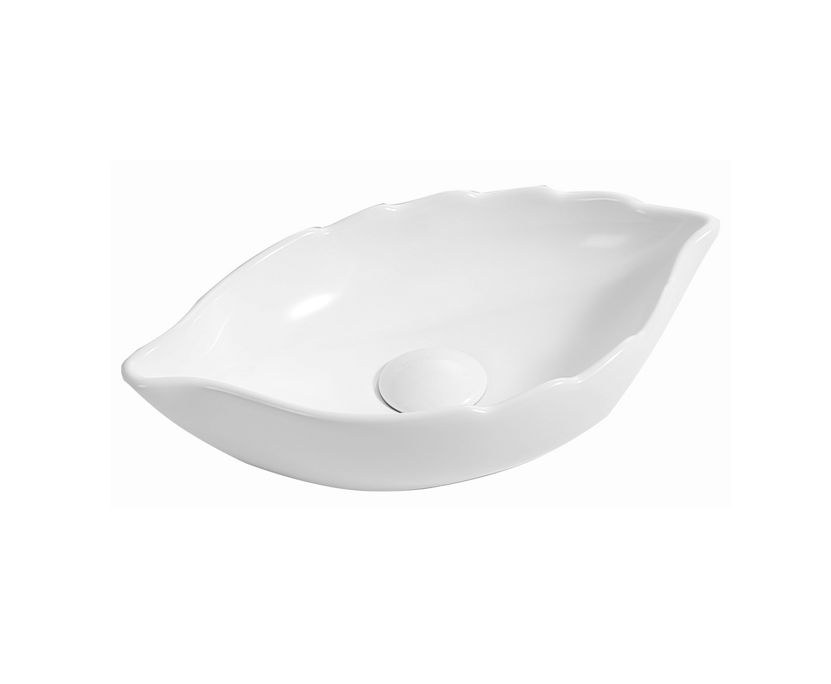 420*240*100 KROHLI COMPACT LEAF WHITE GLOSS COUNTER BASIN