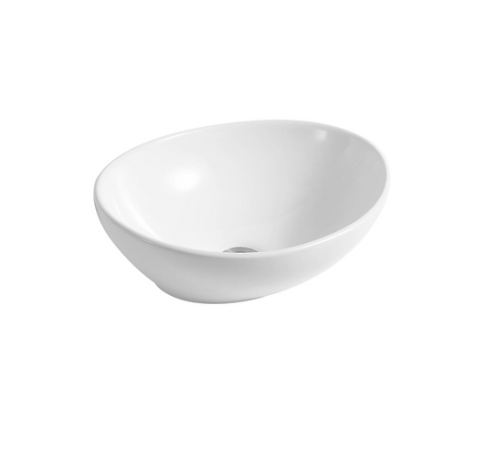 400*330*145 KROHLI COMPACT DESIGNER OVAL CURVE WHITE GLOSS COUNTER BASIN