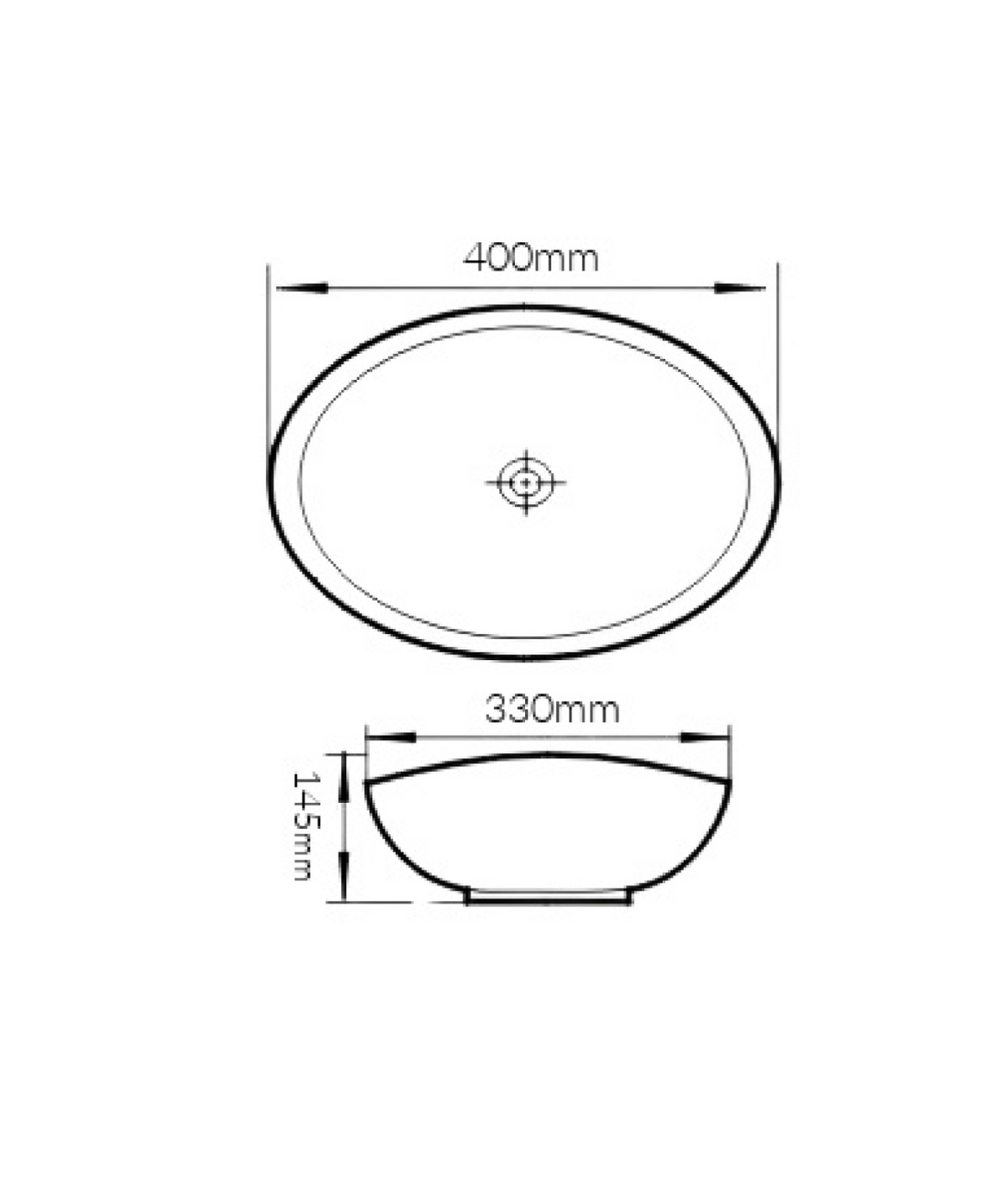 400*330*145 KROHLI COMPACT DESIGNER OVAL CURVE WHITE GLOSS COUNTER BASIN