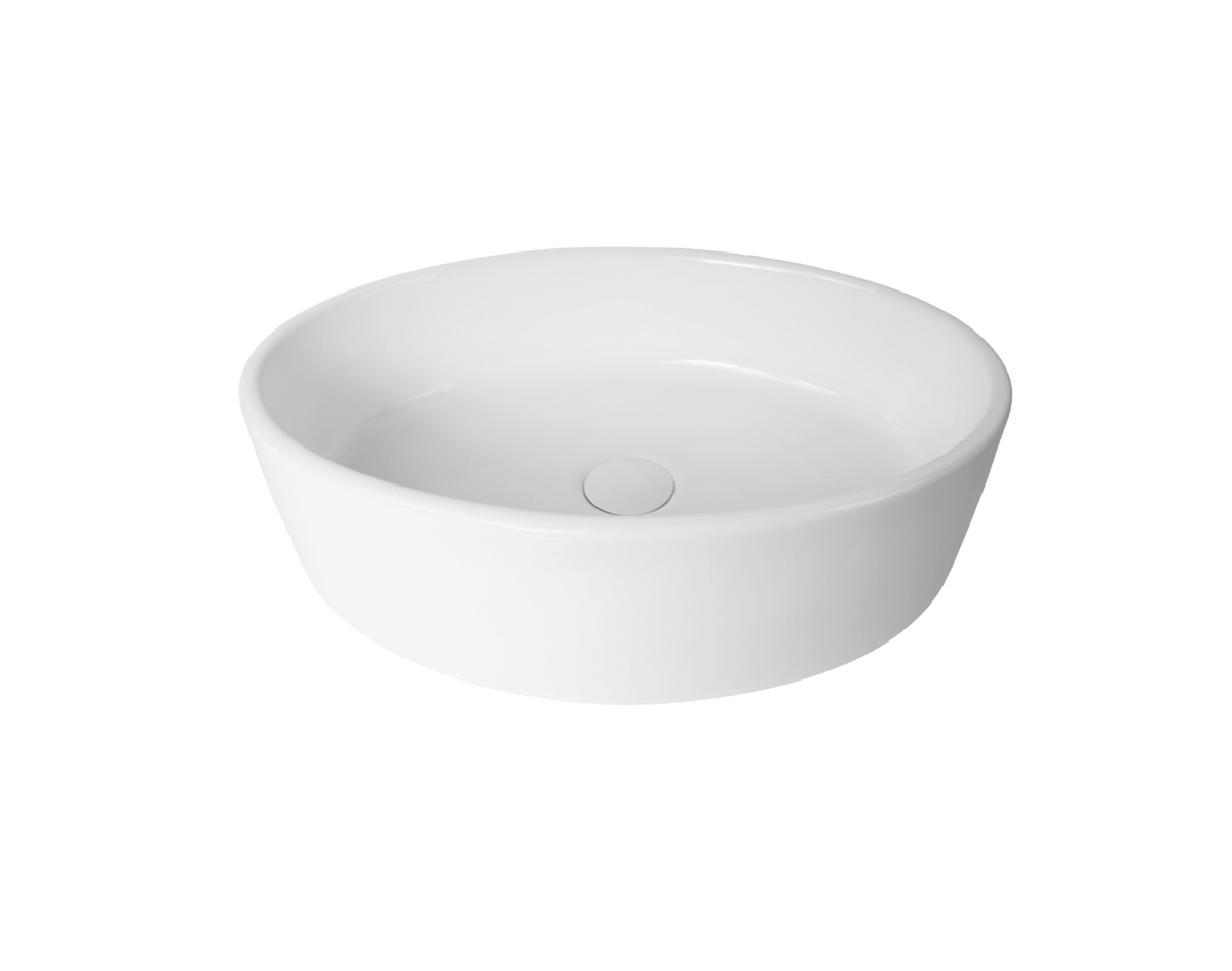 500*360*140 KROHLI OVAL DOWN STRAIGHT WHITE GLOSS CERAMIC COUNTER BASIN