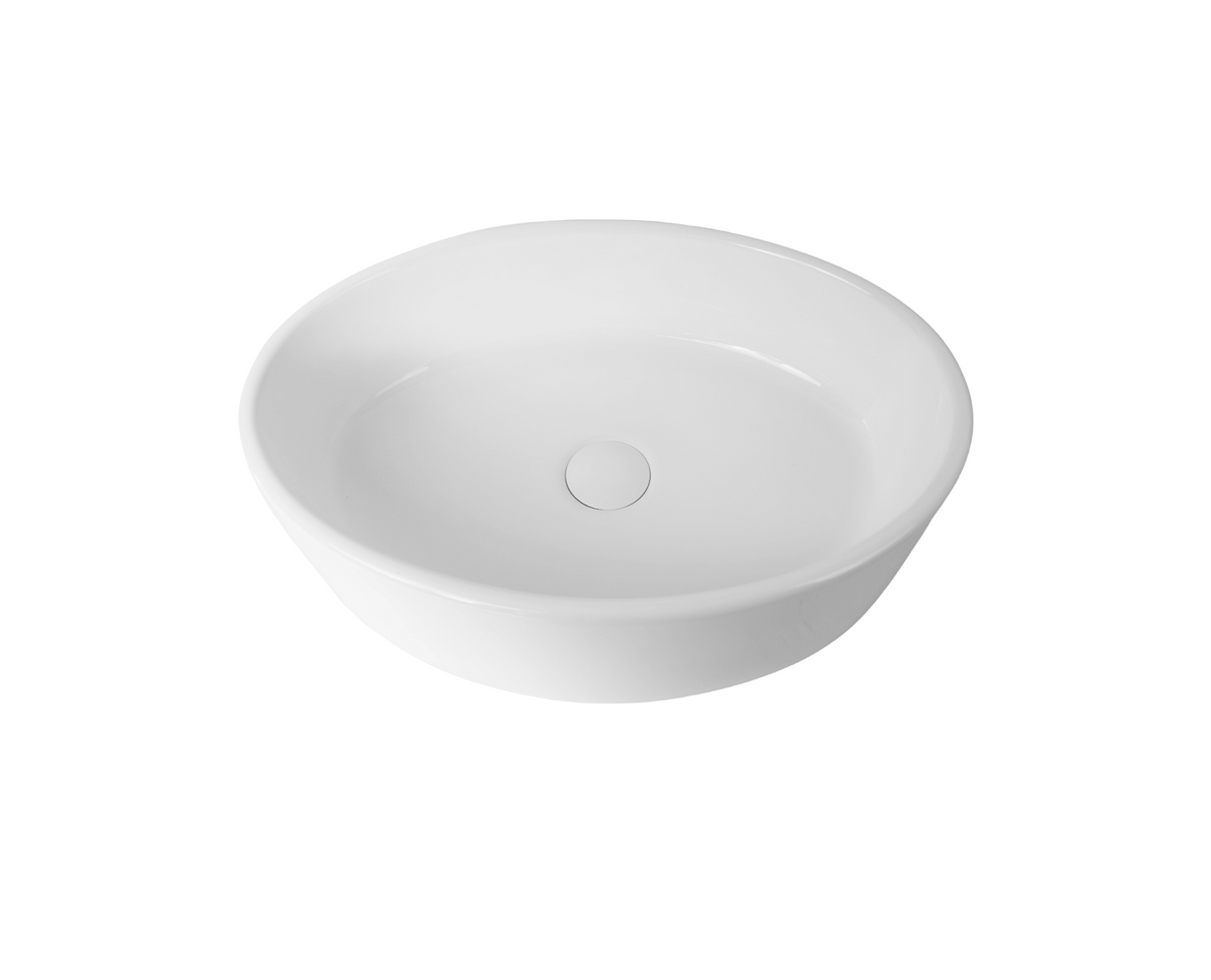 500*360*140 KROHLI OVAL DOWN STRAIGHT WHITE GLOSS CERAMIC COUNTER BASIN