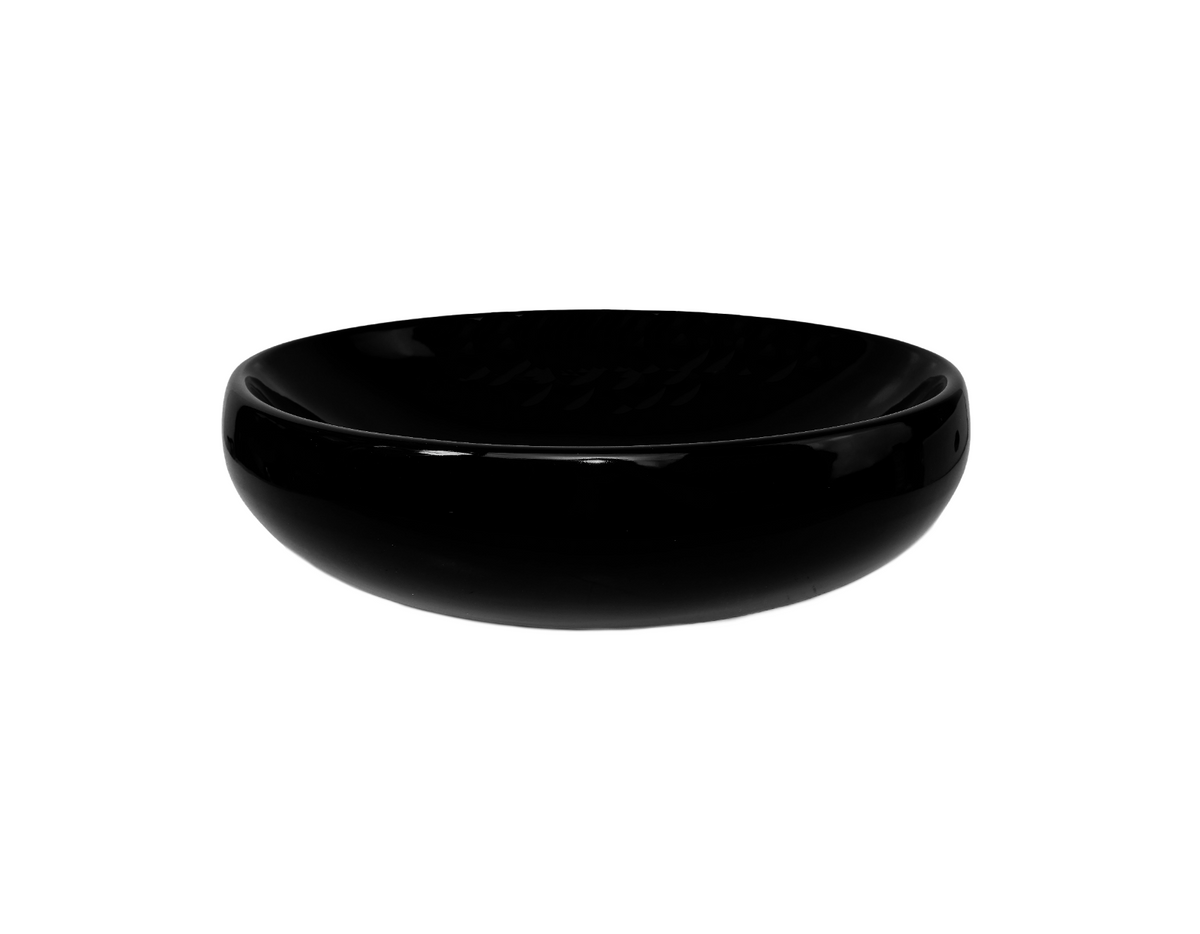 600*405*155 KROHLI BAUBLE OVAL BLACK GLOSS COUNTER CERAMIC BASIN - LARGE