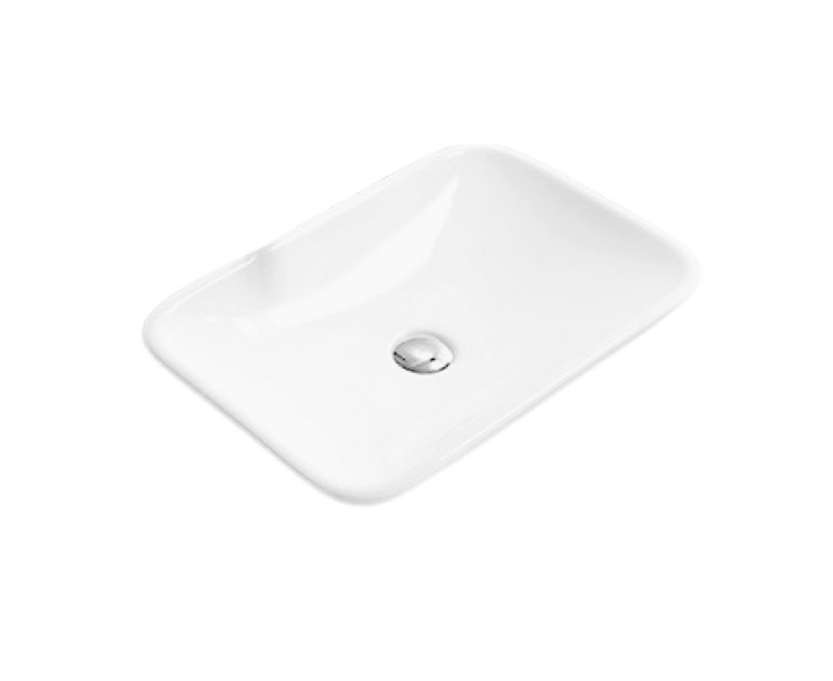 550*365*95/125 KROHLI Tapered Rectangle White Gloss Ceramic Counter Basin