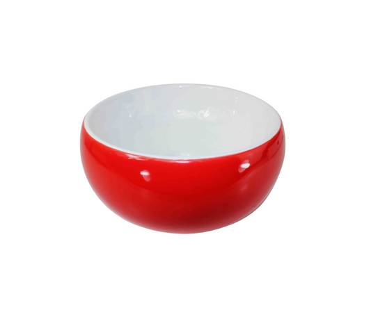 310*310*150 KROHLI BAUBLE ROUND RED & WHITE GLOSS CERAMIC COUNTER BASIN