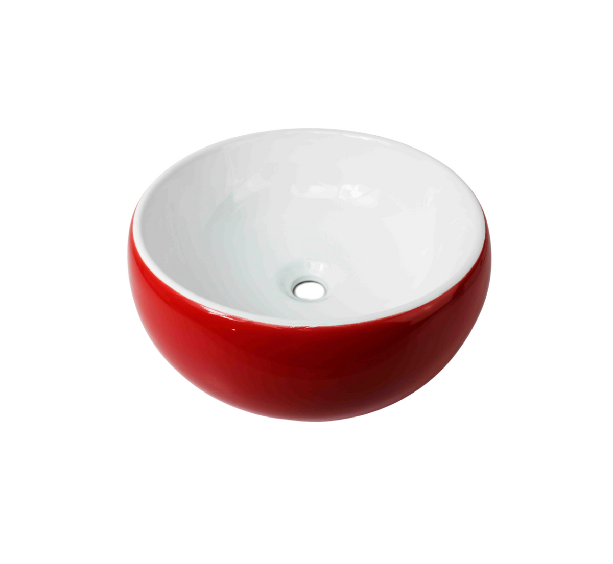310*310*150 KROHLI BAUBLE ROUND RED & WHITE GLOSS CERAMIC COUNTER BASIN
