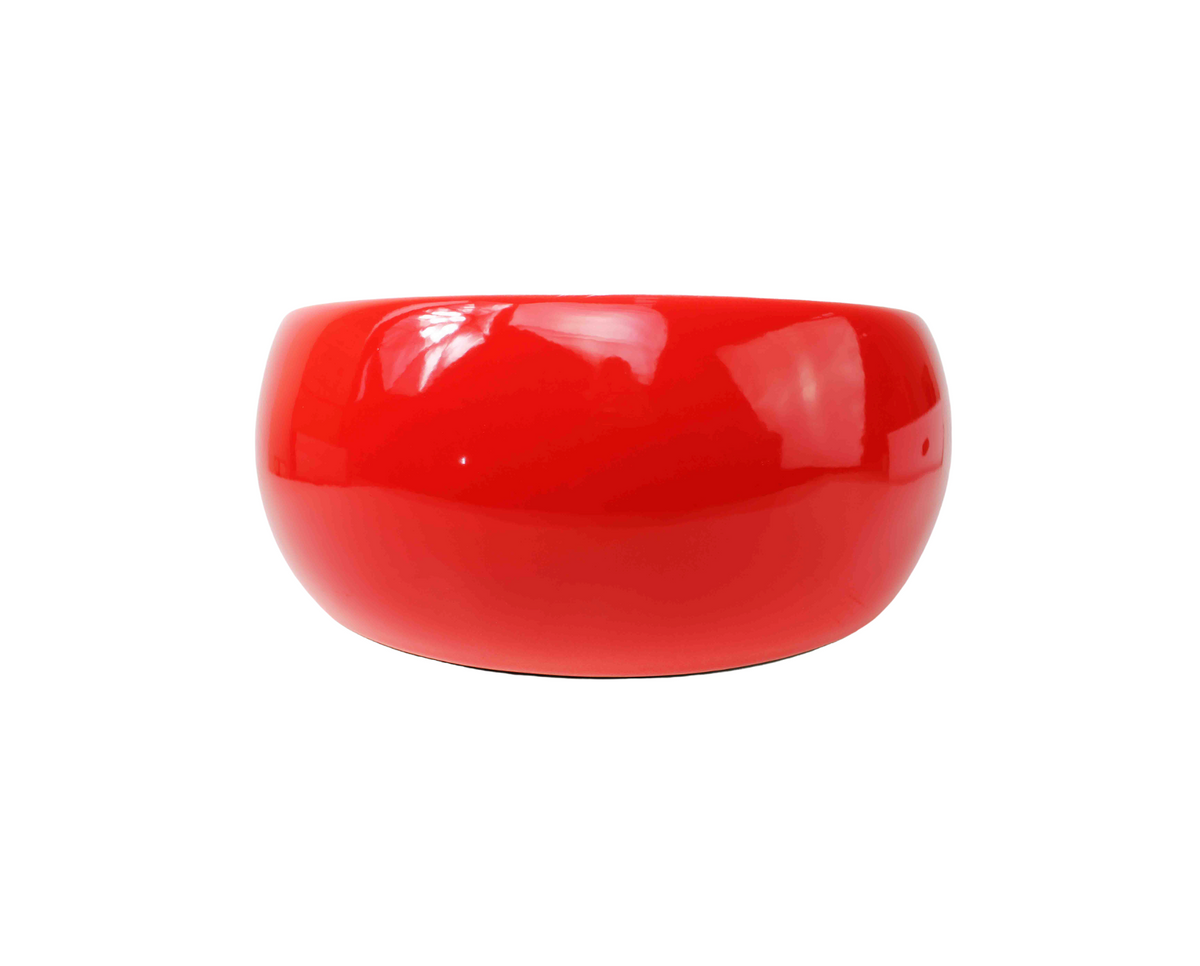 310*310*150 KROHLI BAUBLE ROUND RED & WHITE GLOSS CERAMIC COUNTER BASIN