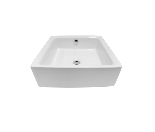 400*400*130 KROHLI SEMI INSERT SQUARE WITH OVERFLOW WHITE GLOSS COUNTER VANITY BASIN