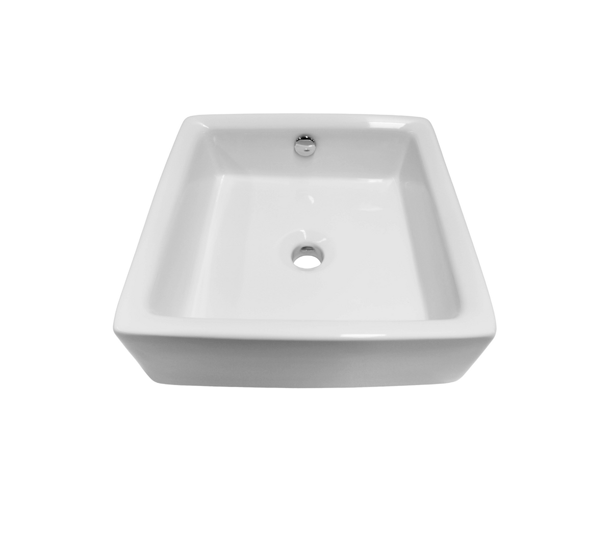 400*400*130 KROHLI SEMI INSERT SQUARE WITH OVERFLOW WHITE GLOSS COUNTER VANITY BASIN