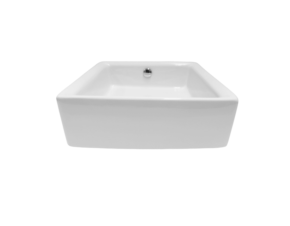 400*400*130 KROHLI SEMI INSERT SQUARE WITH OVERFLOW WHITE GLOSS COUNTER VANITY BASIN