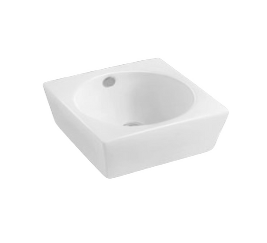 420*420*180 KROHLI LIANA SQUARE TAPERED WITH OVERFLOW WHITE GLOSS COUNTER BASIN