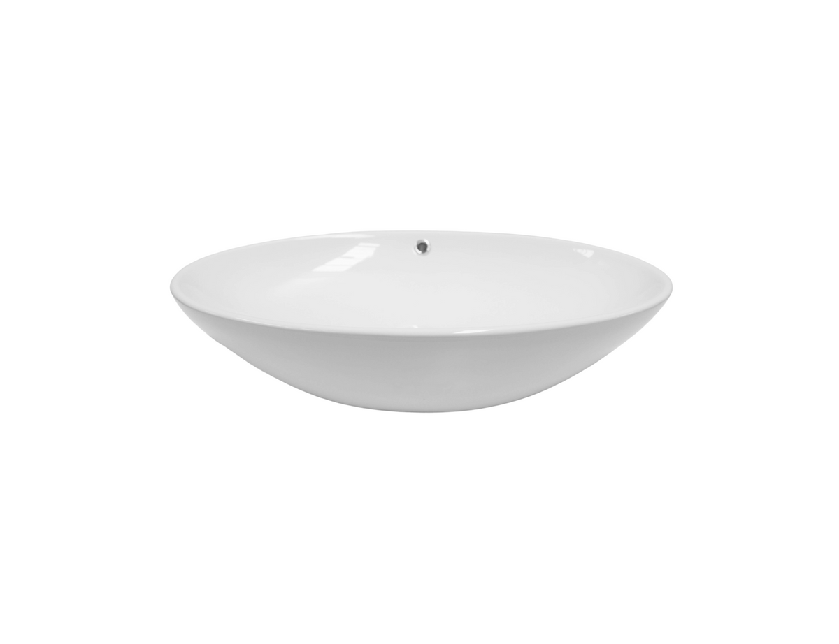 630*415*150 KROHLI TAPERED OVAL WITH OVERFLOW WHITE GLOSS COUNTER BASIN