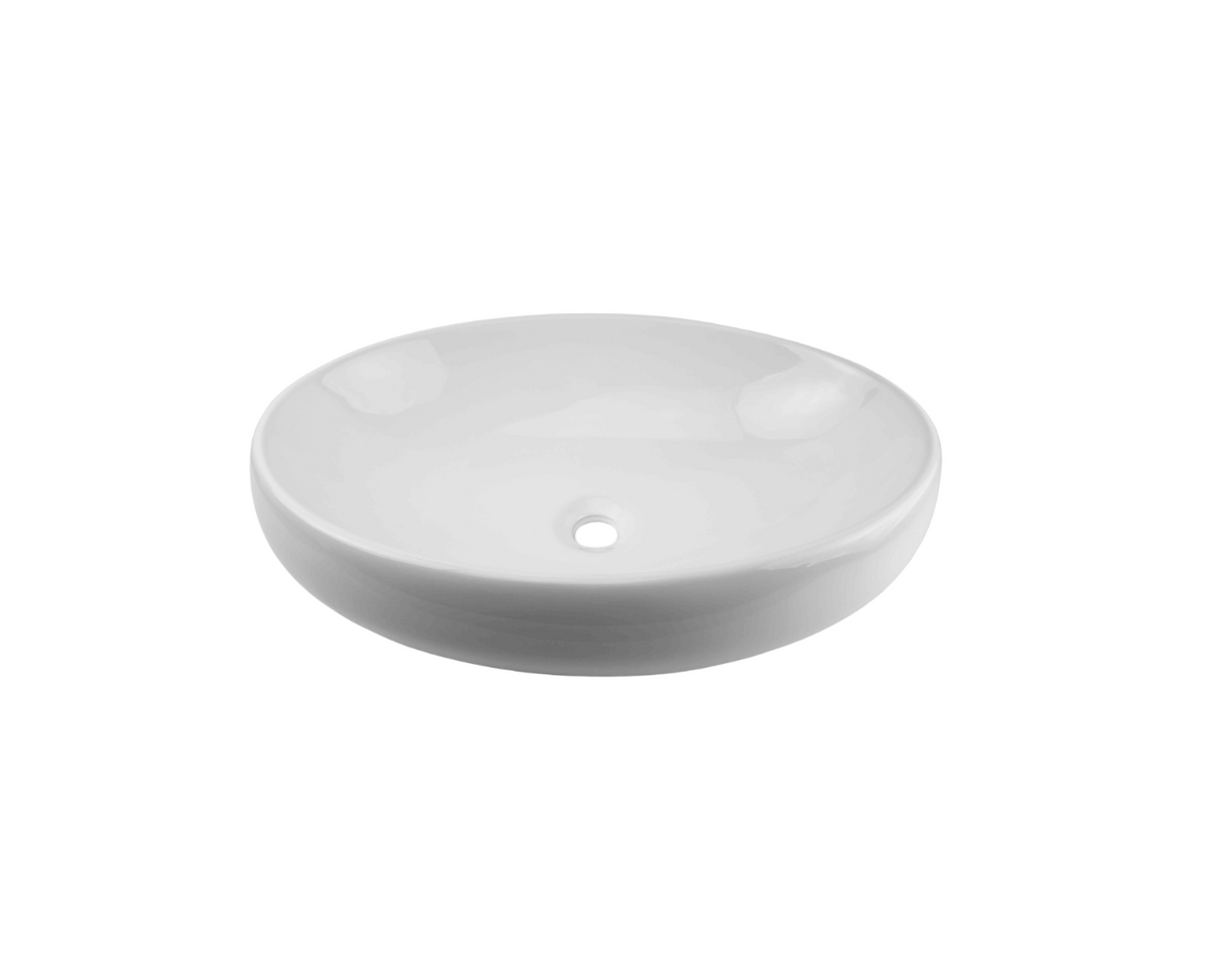 600*405*155 KROHLI BAUBLE OVAL WHITE GLOSS COUNTER CERAMIC BASIN - LARGE