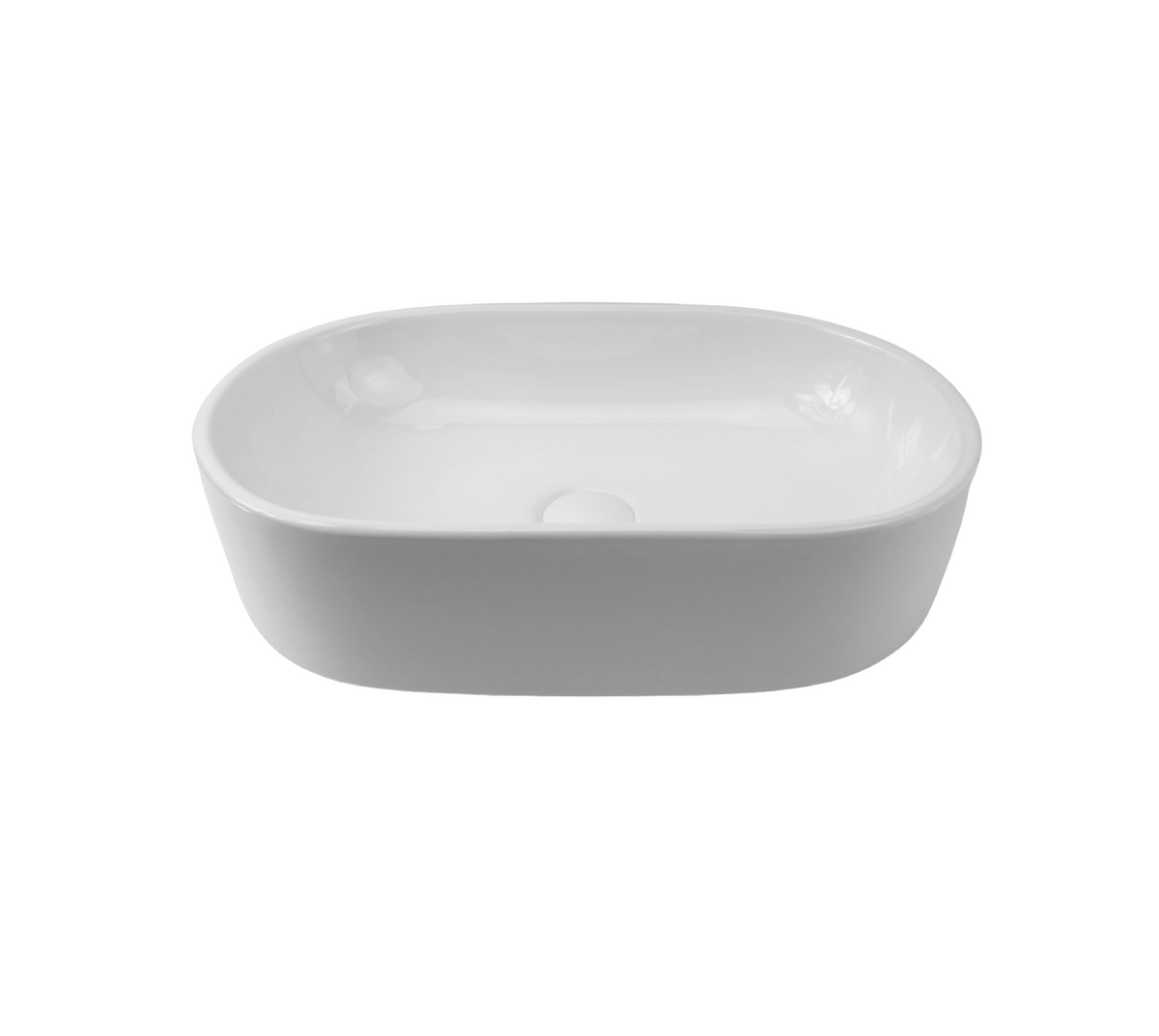 515*320*130 KROHLI OVAL RECTANGLE DOWN STRAIGHT WHITE GLOSS COUNTER BASIN