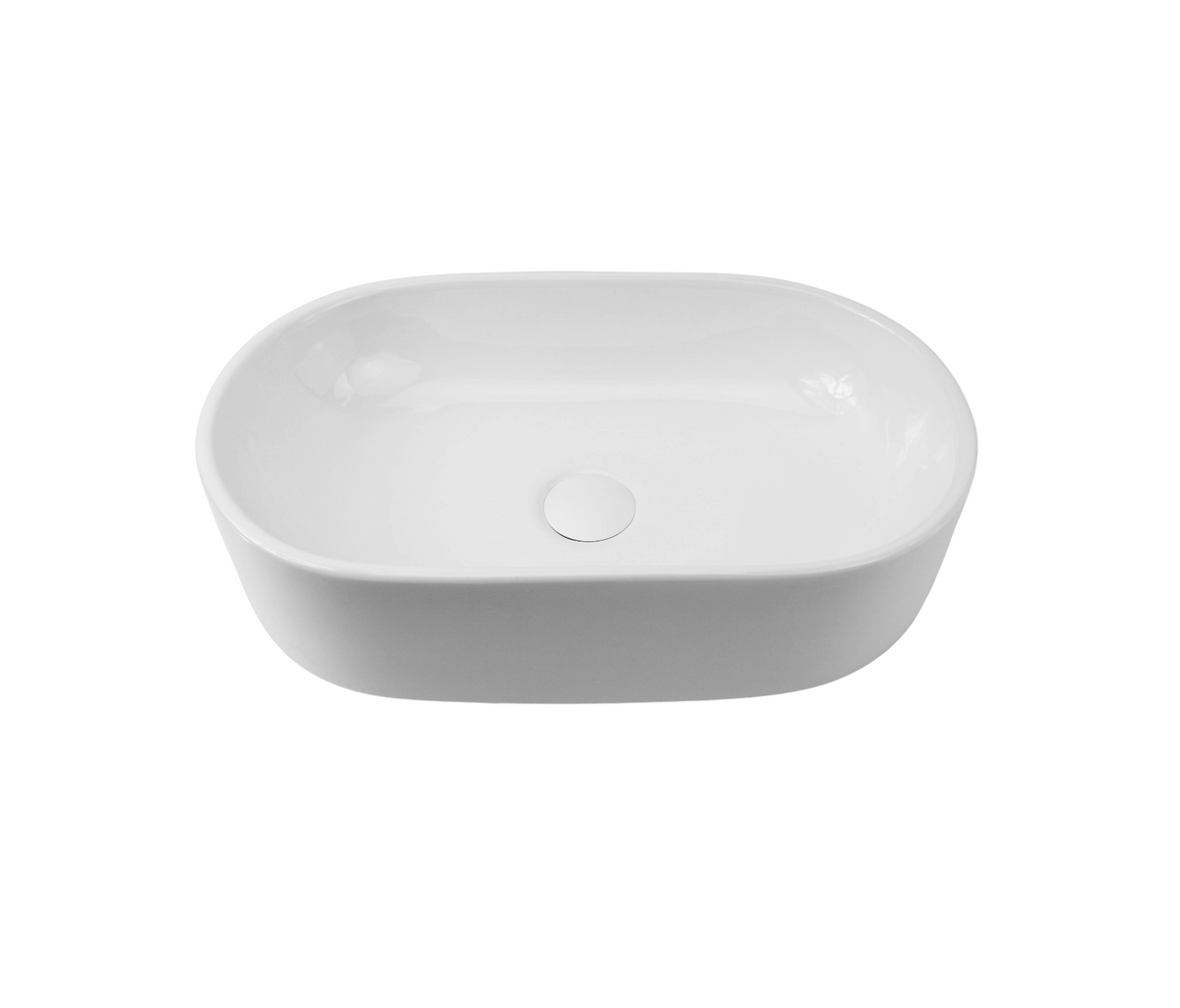 515*320*130 KROHLI OVAL RECTANGLE DOWN STRAIGHT WHITE GLOSS COUNTER BASIN