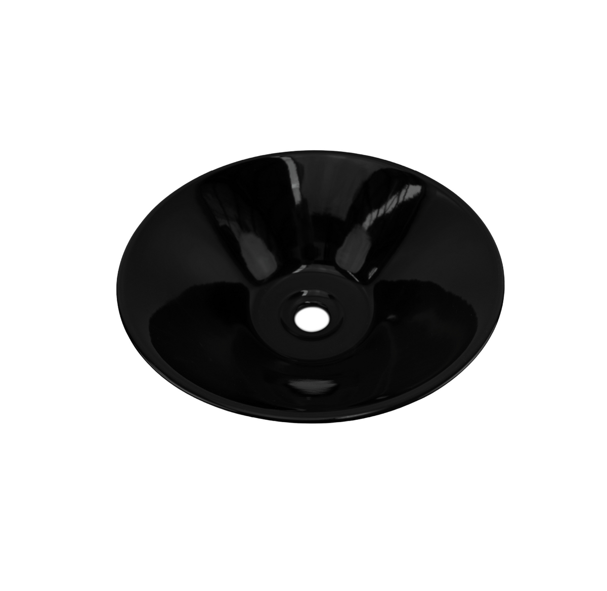 430*430*150 KROHLI CONE ROUND GLOSS BLACK COUNTER BASIN
