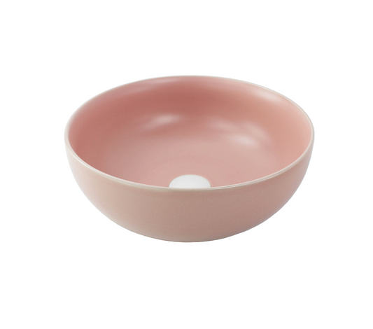 350*350*140 KROHLI Round Matte Creamy Pink Compact Countertop Vanity Basin