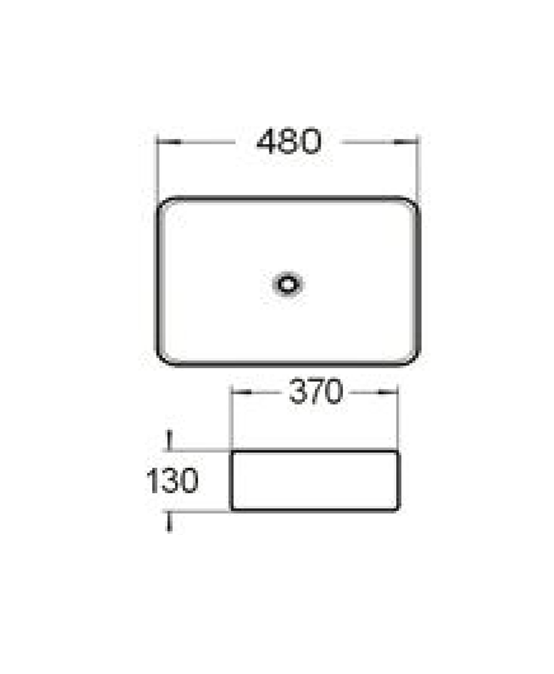 480*370*130 KROHLI Rectangle Black Gloss Ceramic Counter Basin