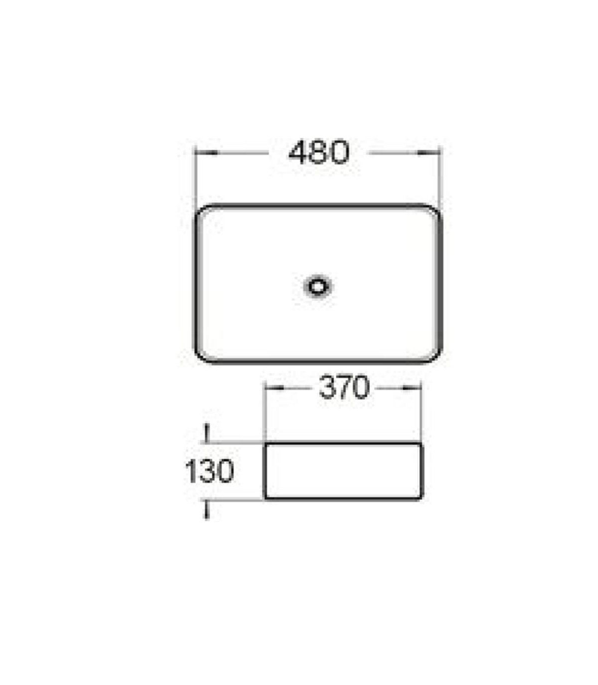 480*370*130 KROHLI Rectangle White Gloss Ceramic Counter Basin
